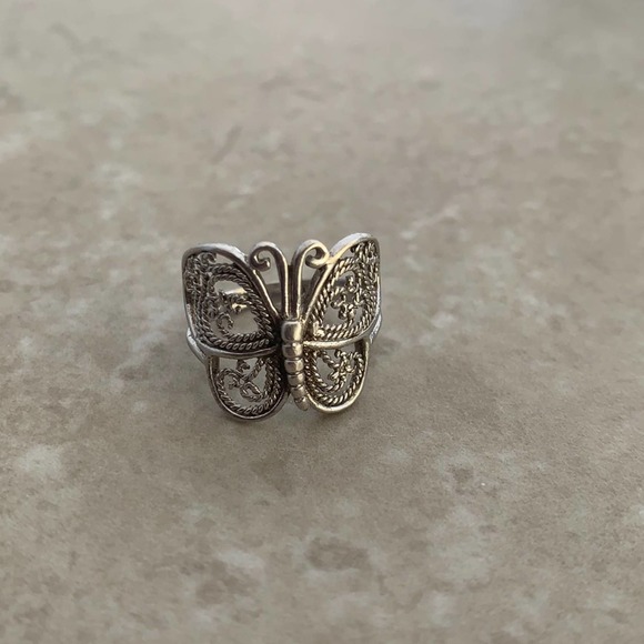 Jewelry - Sterling silver butterfly filagree ring 925 Thailand size 6 1/2